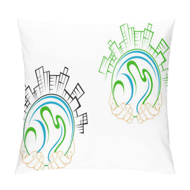 Personality  Green Planet In Hands Pillow Covers