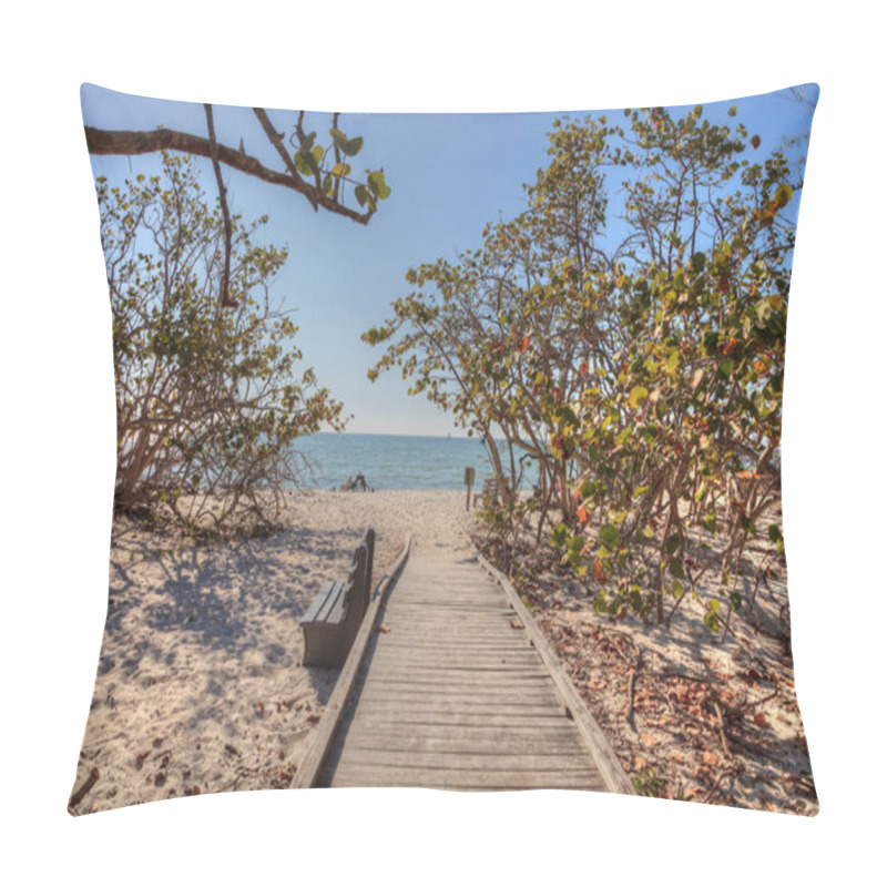 Personality  Boardwalk Across The White Sand Beach Of Delnor-Wiggins Pass Sta Pillow Covers