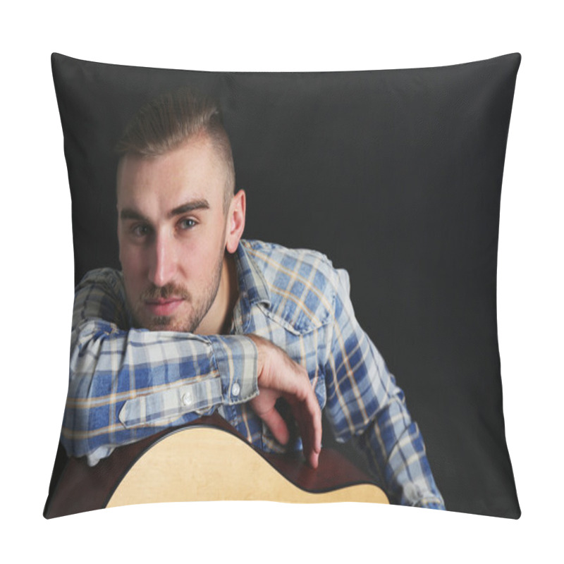 Personality  Young Man With Guitar Pillow Covers