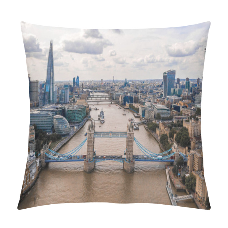 Personality  Elevated View Of The Financial District Of London Near The Tower Bridge Across River Thames. London. England. Pillow Covers