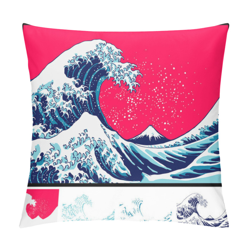 Personality  Katsushika Hokusai Kanagawa Okinami Ura Image.It Is Vector Data That Is Easy To Edit. Pillow Covers