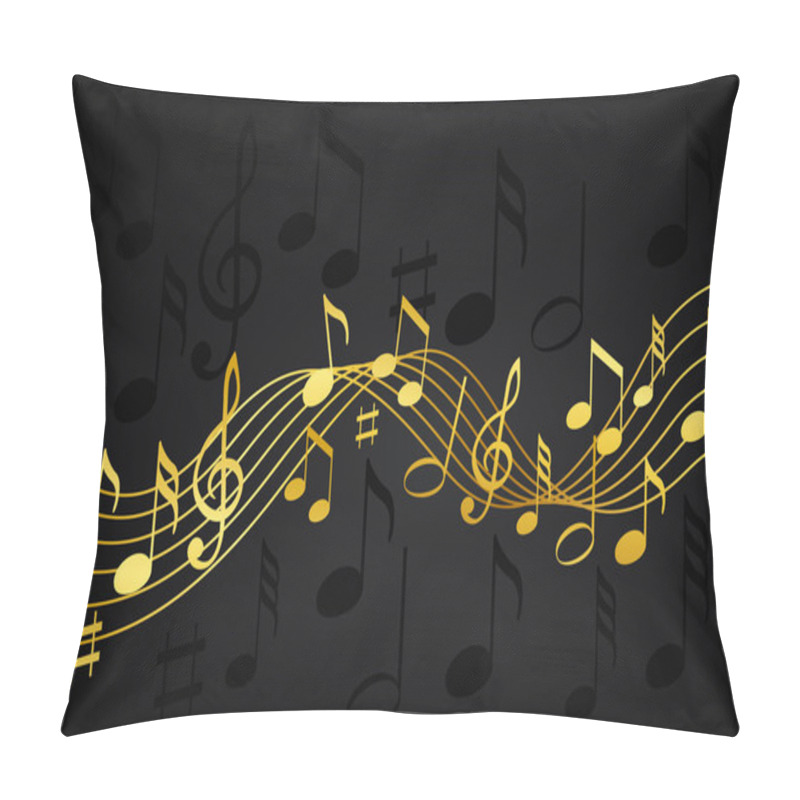 Personality  Gold Music Notes On A Solide Black Background Pillow Covers