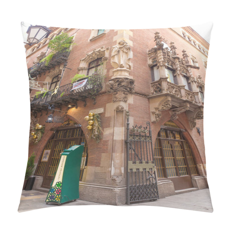 Personality  Barcelona, Spain - Dec 29th, 2019: Els Quatre Gats Cafe, Popular Meeting Place For Famous Artists. Entrace Pillow Covers