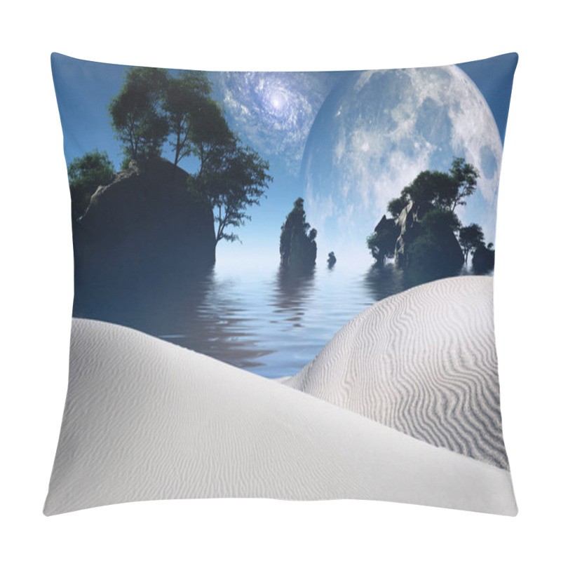 Personality  Small Islands With Green Trees. Big Moon Rising. Pillow Covers