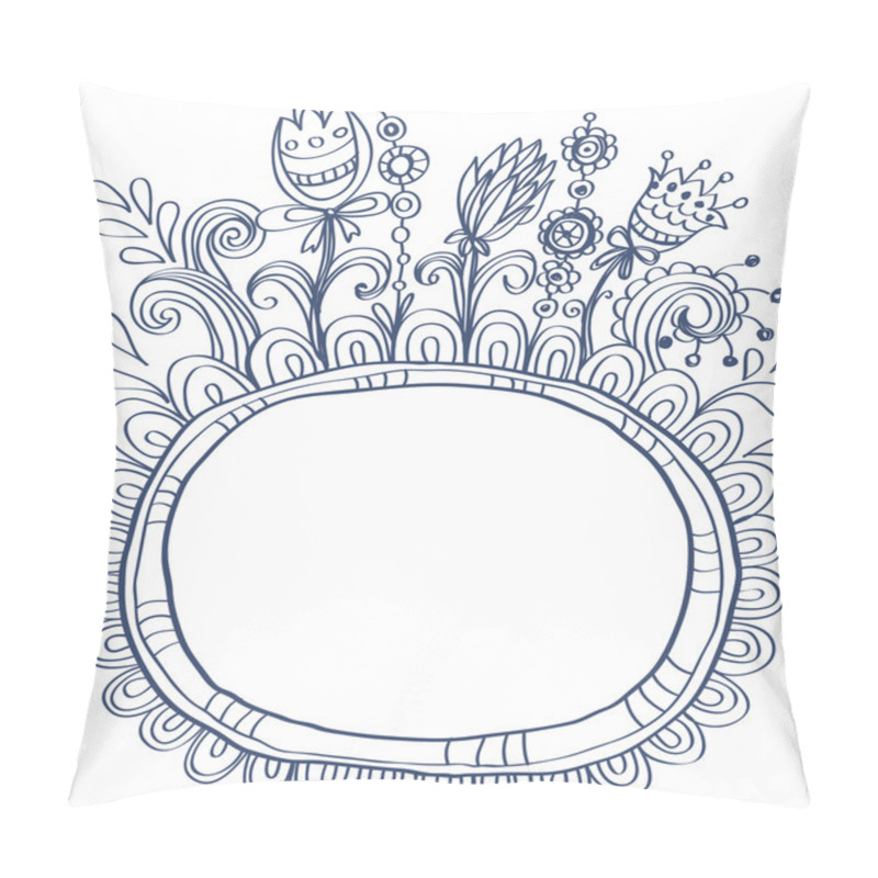 Personality  Doodle Frame With Birds And Flowers For Your Design Pillow Covers