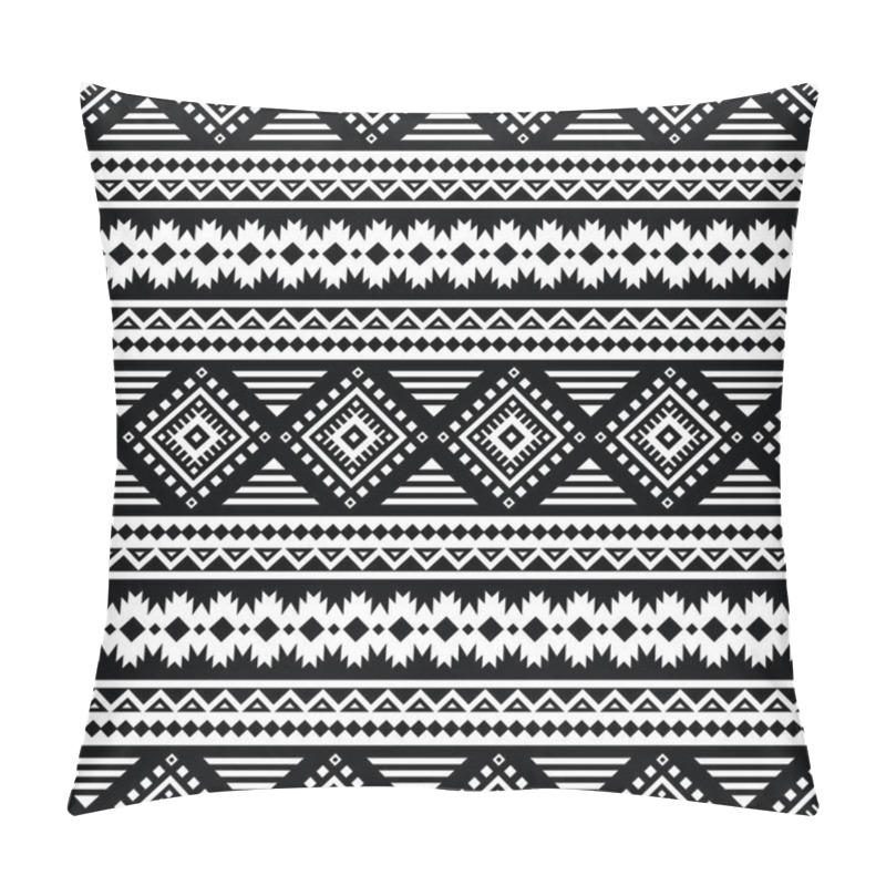 Personality  Geometric Abstract Seamless Ethnic Pattern. Tribal Motif Design For Textile. Black And White Colors. Pillow Covers