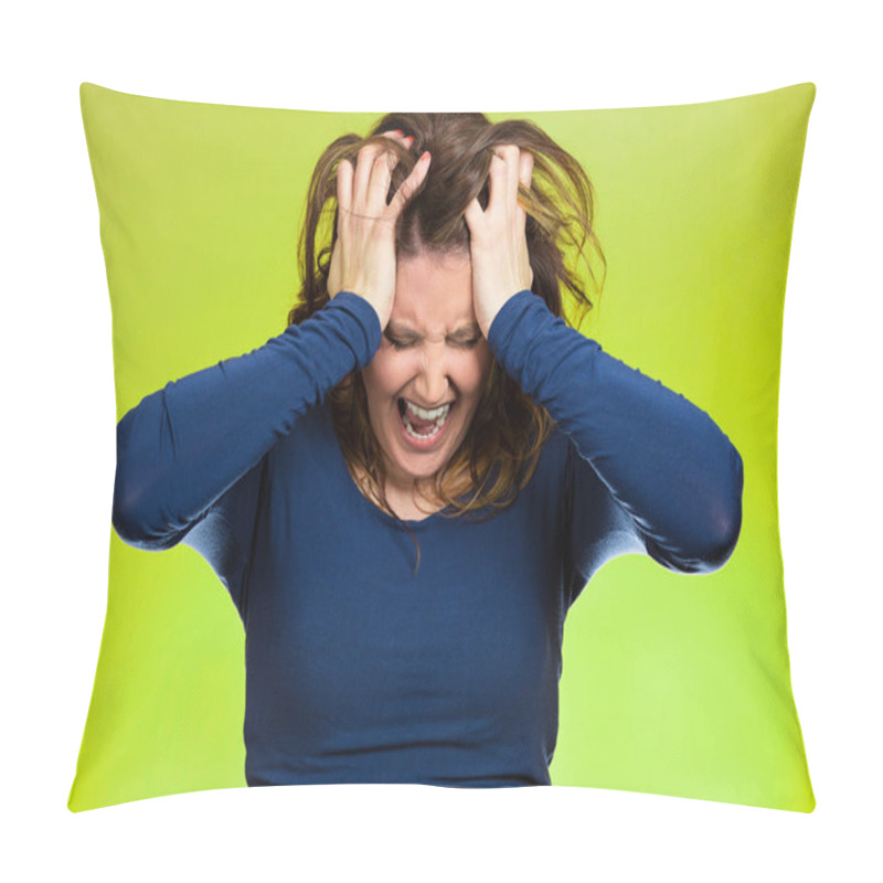 Personality  Stressed Business Woman, Pulling Her Hair Out Pillow Covers