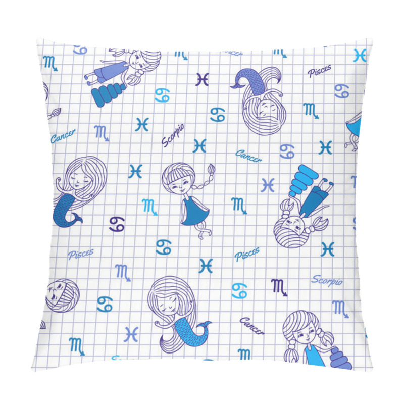 Personality  Funny Seamless Pattern With Zodiac Signs. Pillow Covers