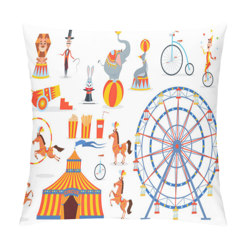 Personality  A Large Set Of Circus Characters And Objects Pillow Covers