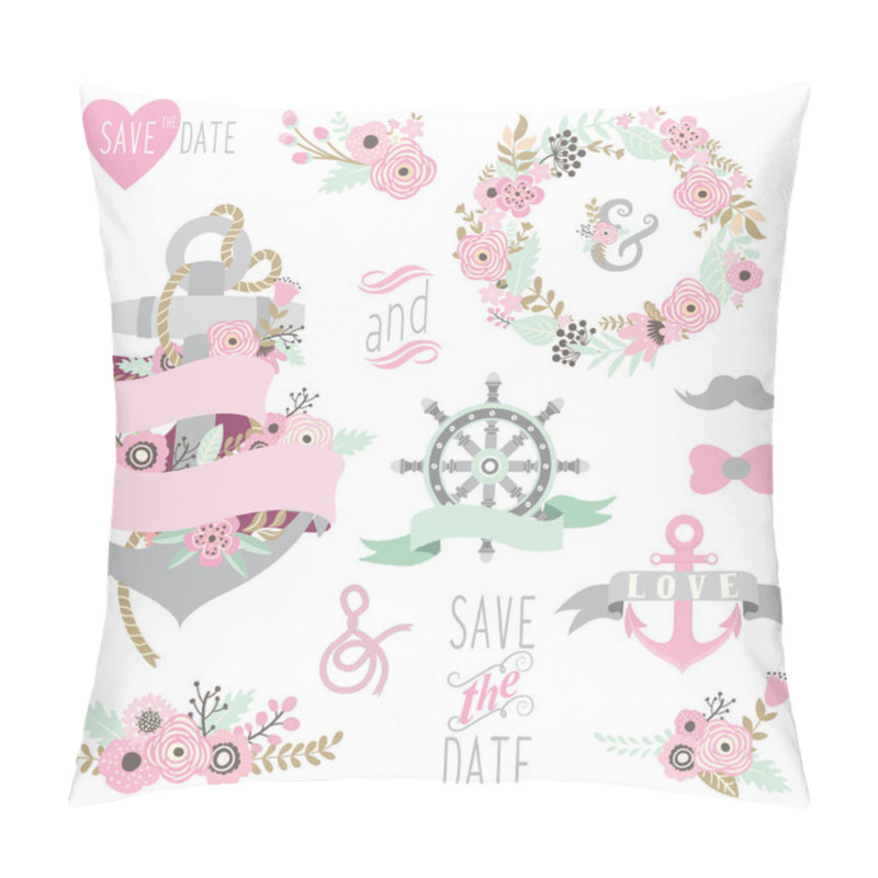 Personality  Nautical Floral Wedding Set Pillow Covers