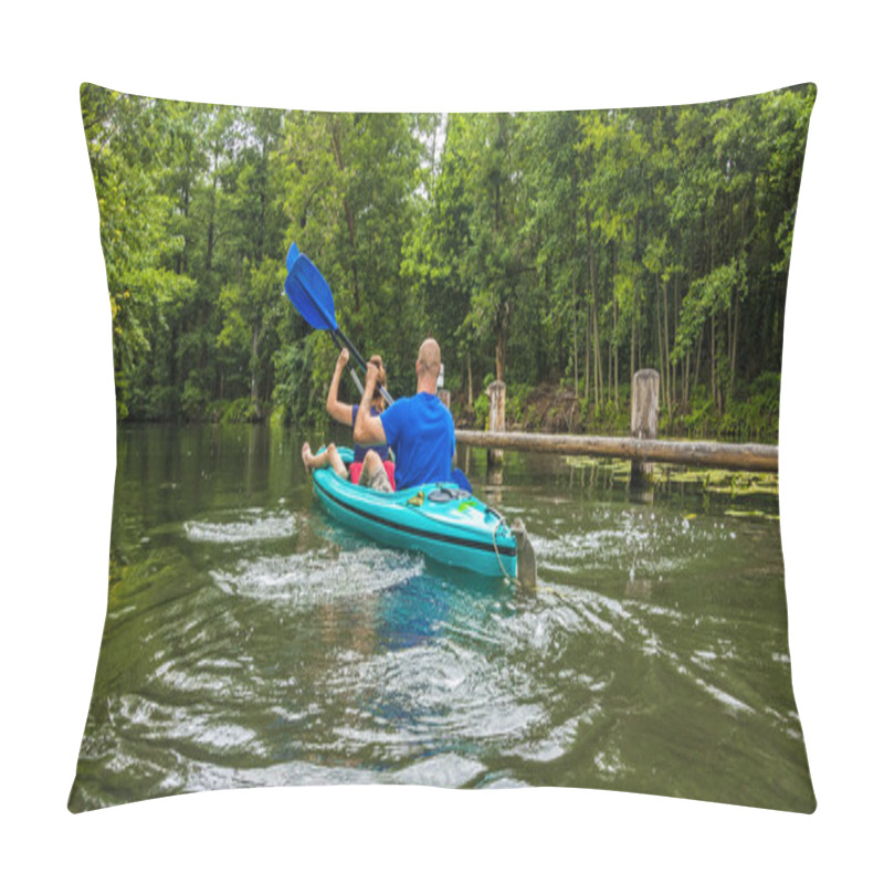 Personality  With The Boat And Canoe Traveling In Spreewald In Germany Pillow Covers