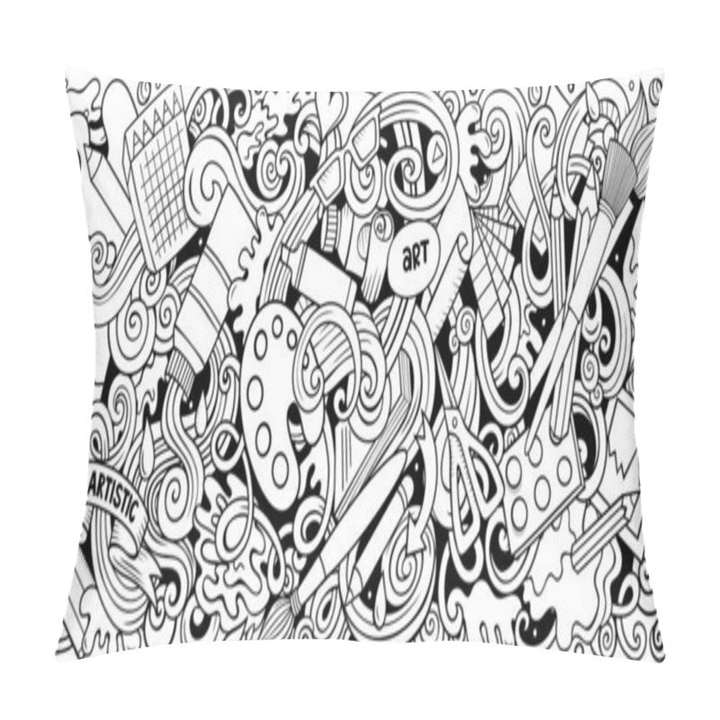 Personality  Cartoon Doodles Art And Design Horizontal Stripe Illustration Pillow Covers