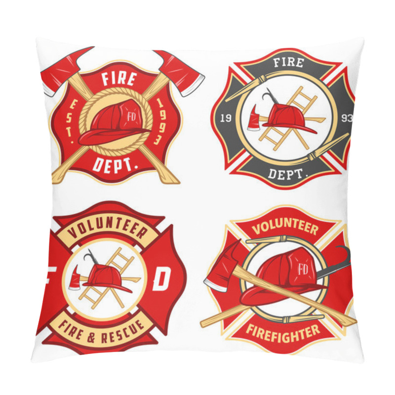 Personality  Set Of Fire Department Emblems And Badges Pillow Covers