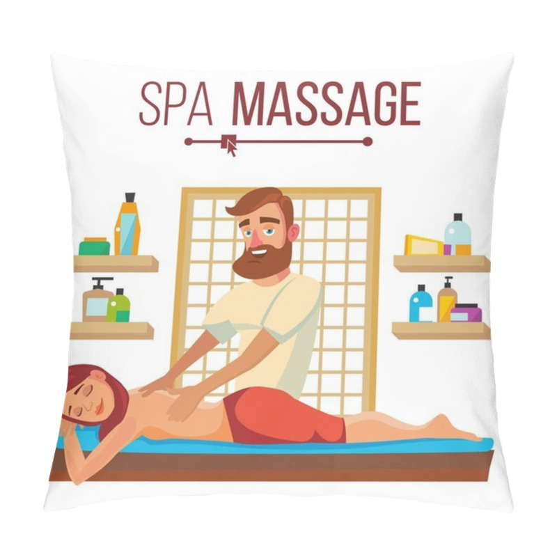 Personality  Spa Massage Vector. Relaxation Wellness Salon. Isolated Flat Cartoon Character Illustration Pillow Covers