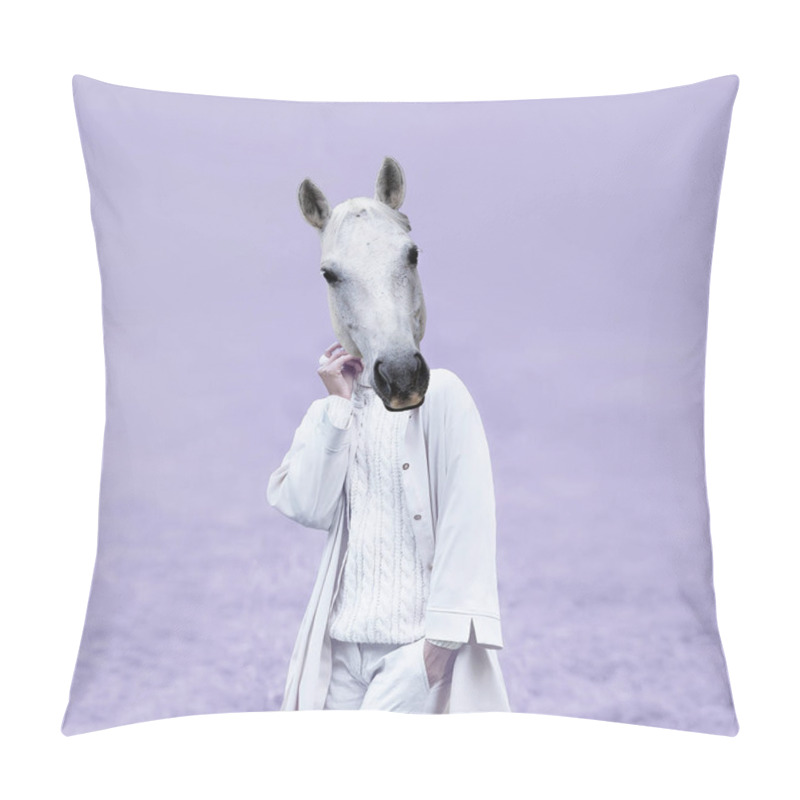 Personality  Romantic White Horse Lady.  Contemporary Art Collage Pillow Covers