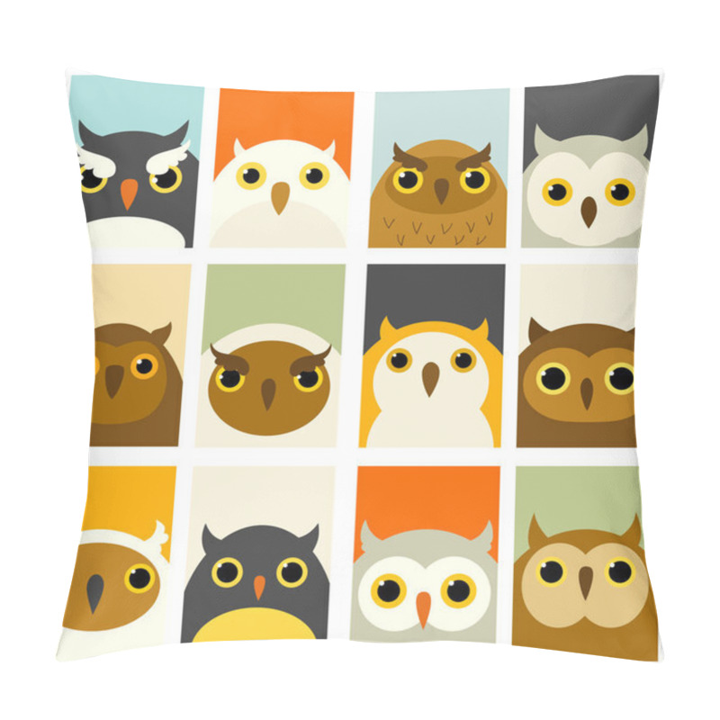 Personality  Set Of Banners With Cute Owls Pillow Covers