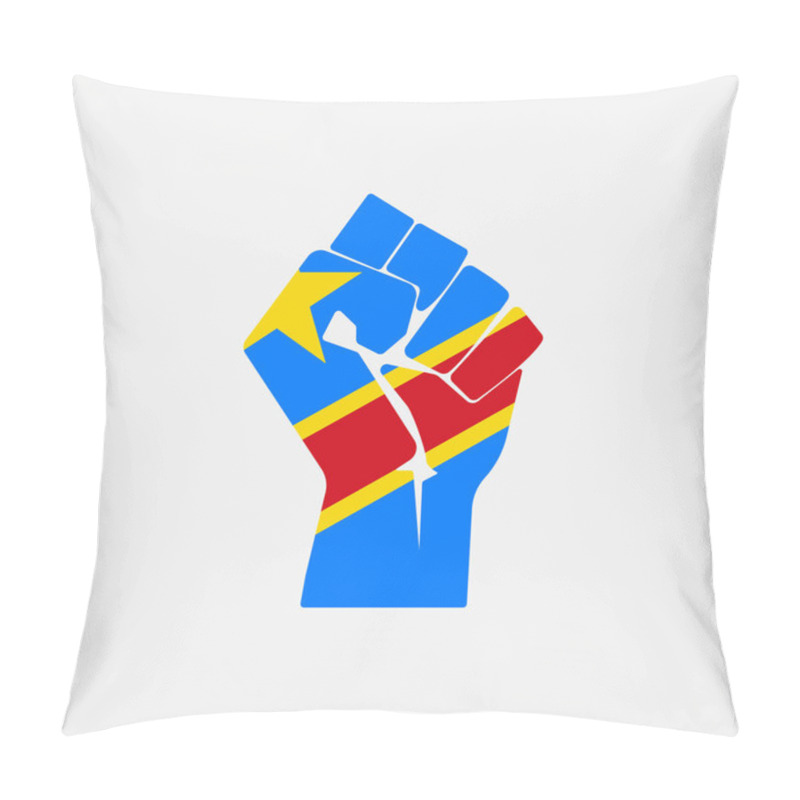 Personality  Flag Of The Democratic Republic Of The Congo In The Shape Of Raised Hand Sign Isolated On Background. Fist Symbol Modern, Simple, Vector, Icon For Website Design, Mobile App, Ui. Vector Illustration. Pillow Covers