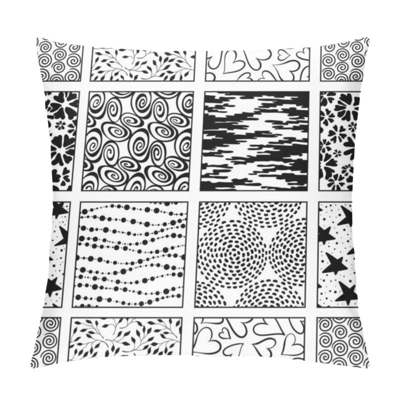 Personality  Vector  Doodle Tile Pattern. Hand-drawn Mosaic Seamless Black And White Ornament. Pillow Covers