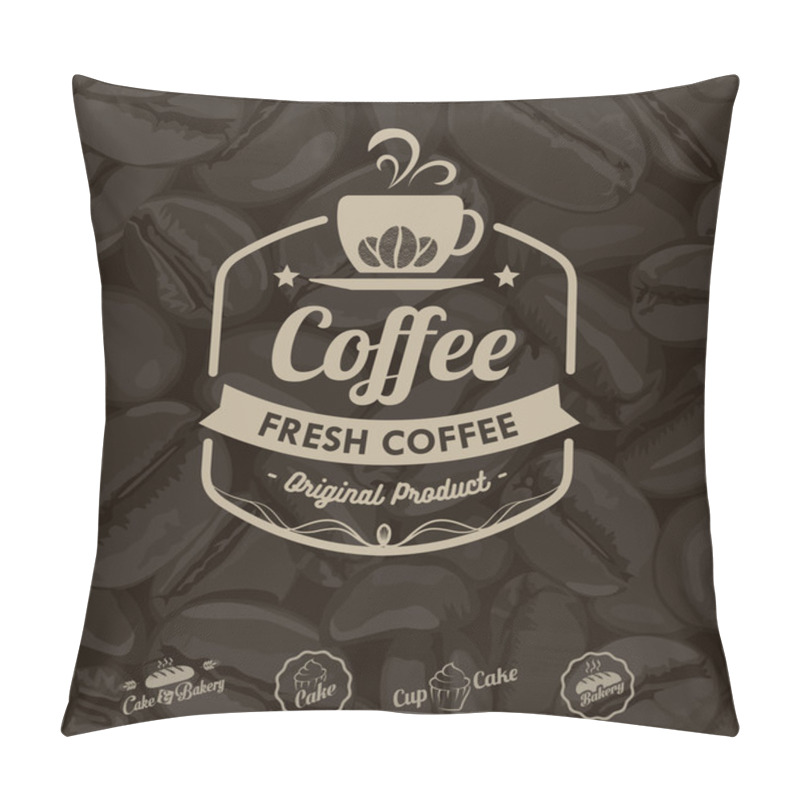 Personality  Vector Coffee Labels Isolated Coffee Beans Background Pillow Covers