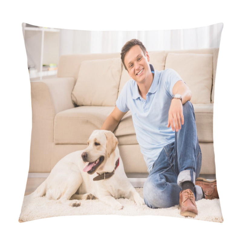 Personality  Young Man With Dog Pillow Covers