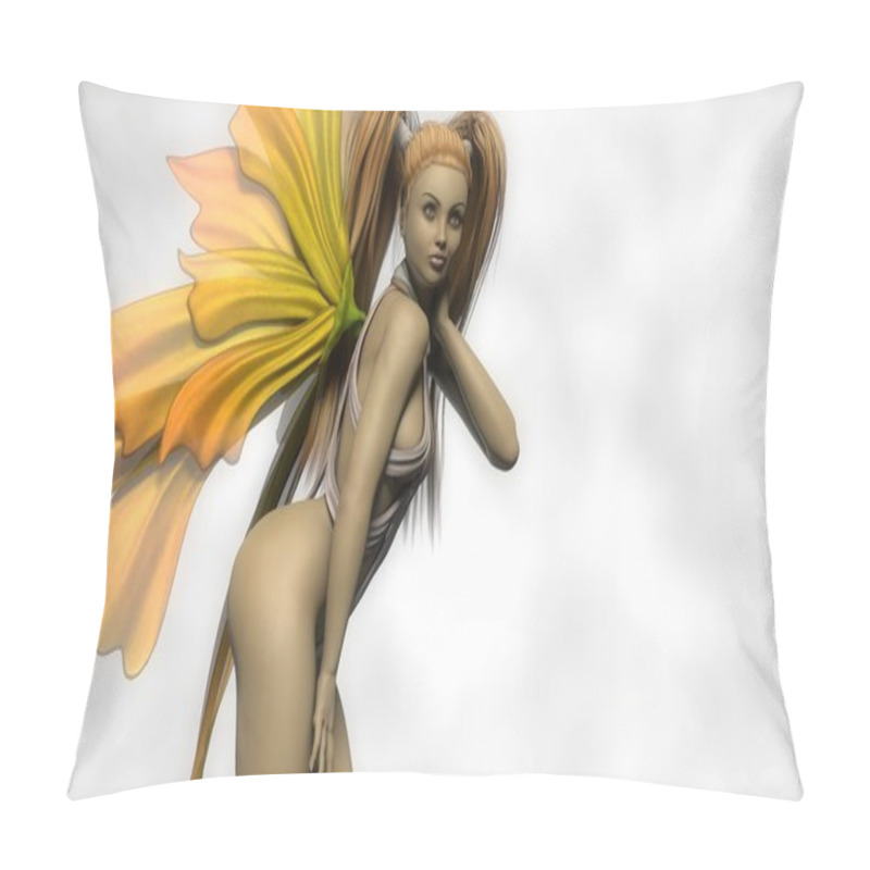 Personality  Fairy Girl With Orange Wings Pillow Covers