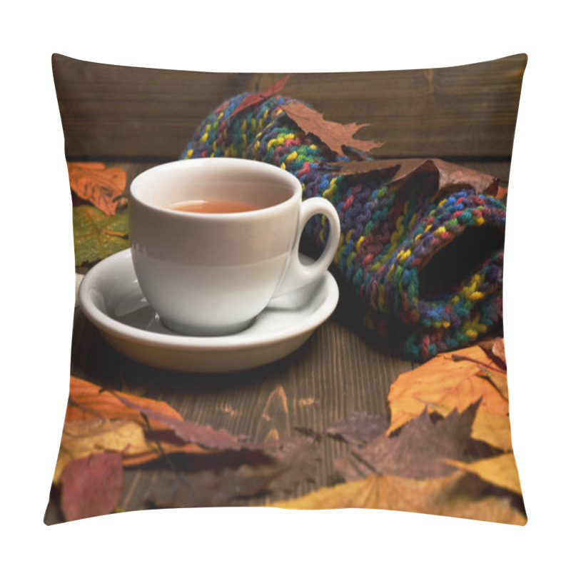 Personality  Hot Beverage With Sugar Cubes On Wooden Background Pillow Covers