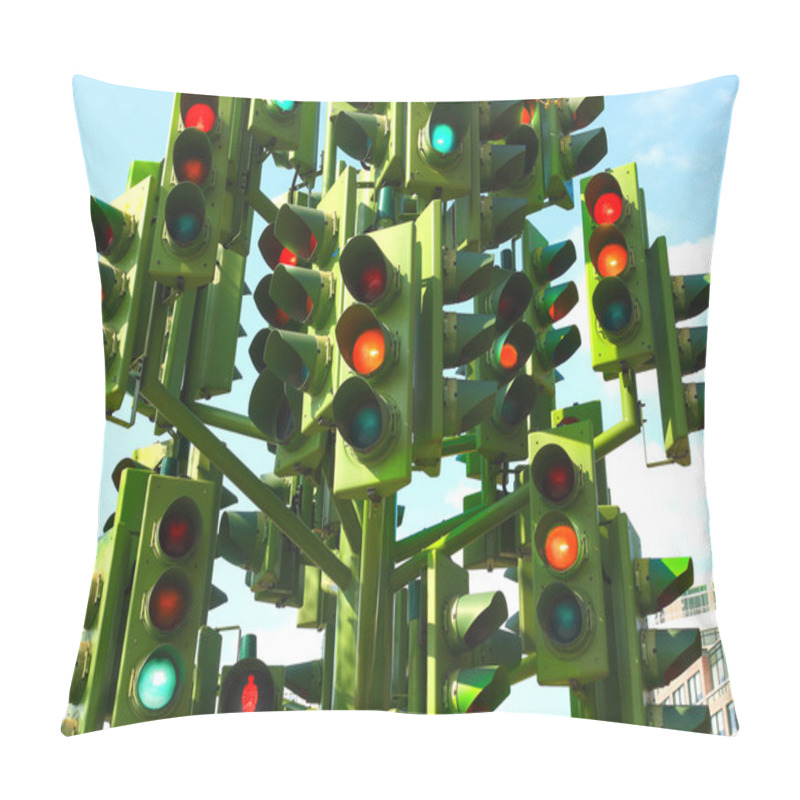 Personality  Confusing Traffic Lights At A Busy Intersection Pillow Covers