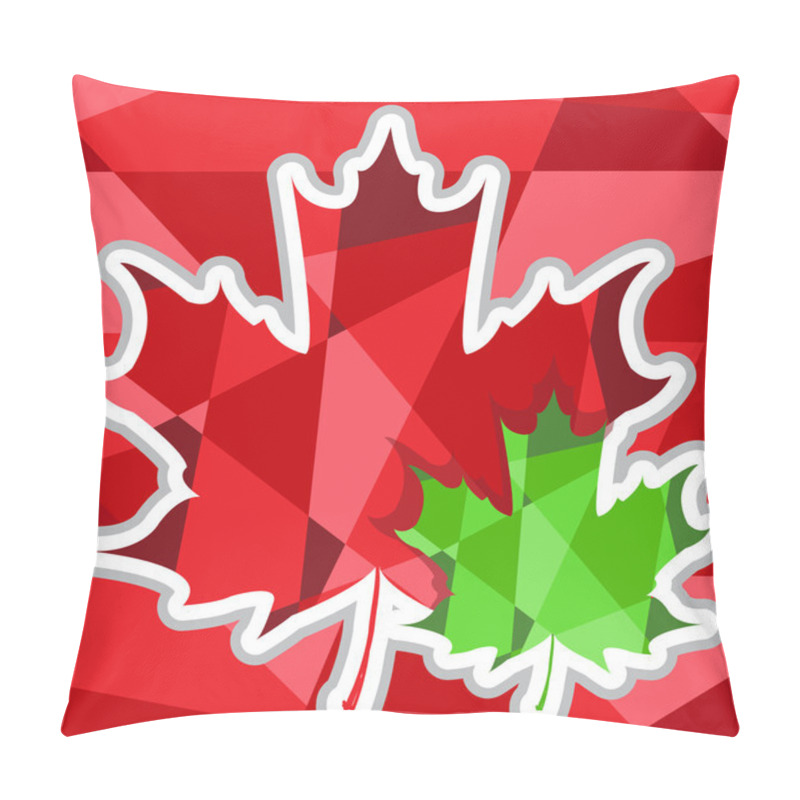 Personality  Maple Leaf Polygonal On Polygon Red Background. Pillow Covers