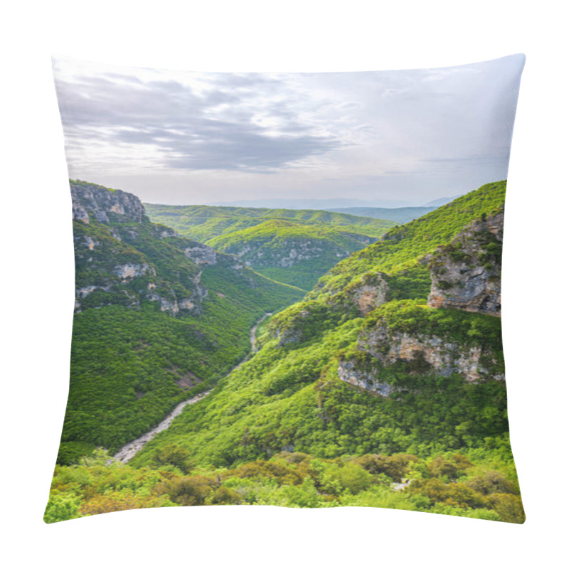 Personality  View Of The Vikos Gorge, The Deepest Gorge In Europe, Epirus, Greece Pillow Covers