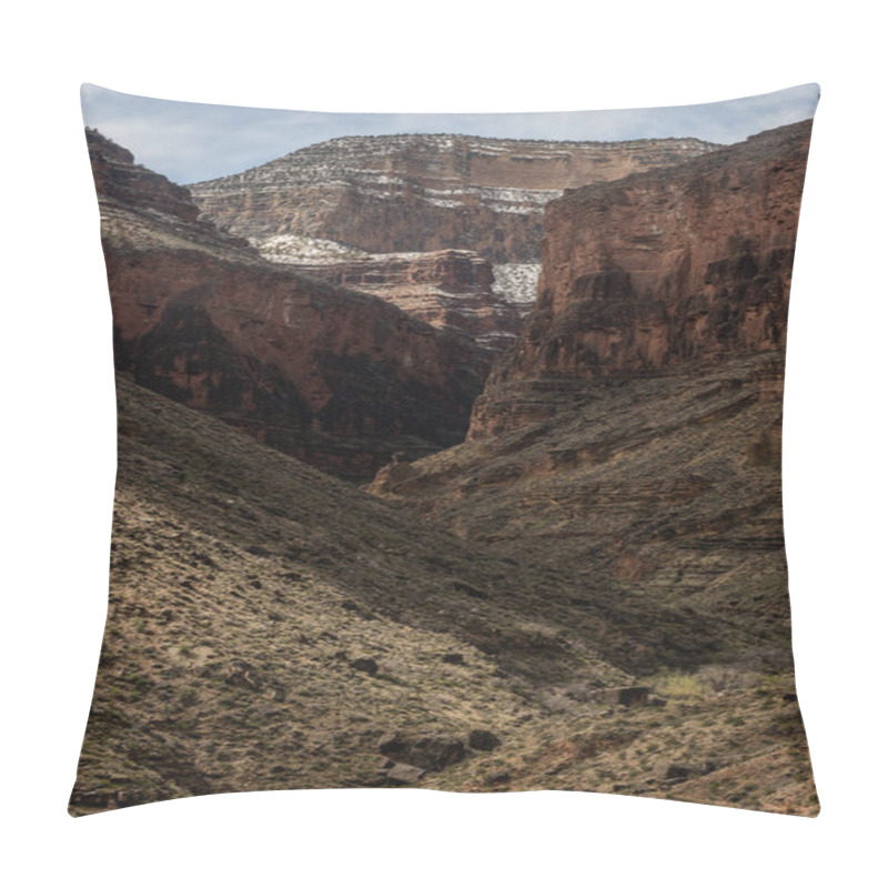 Personality  Snow Covers The Cliffs Over Hermit Creek In The Grand Canyon In Spring Pillow Covers