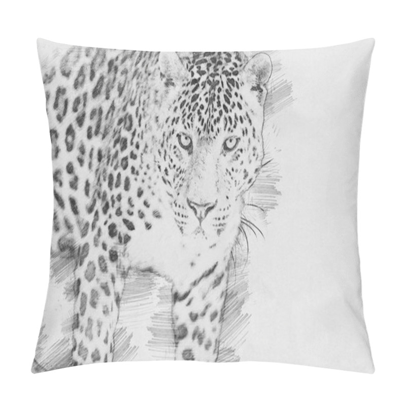 Personality  Leopard. Sketch With Pencil Pillow Covers