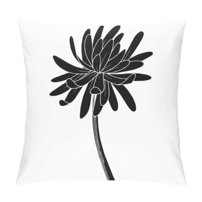 Personality  Vector Chrysanthemum Botanical Flower. Black And White Engraved Ink Art. Isolated Chrysanthemum Illustration Element. Pillow Covers