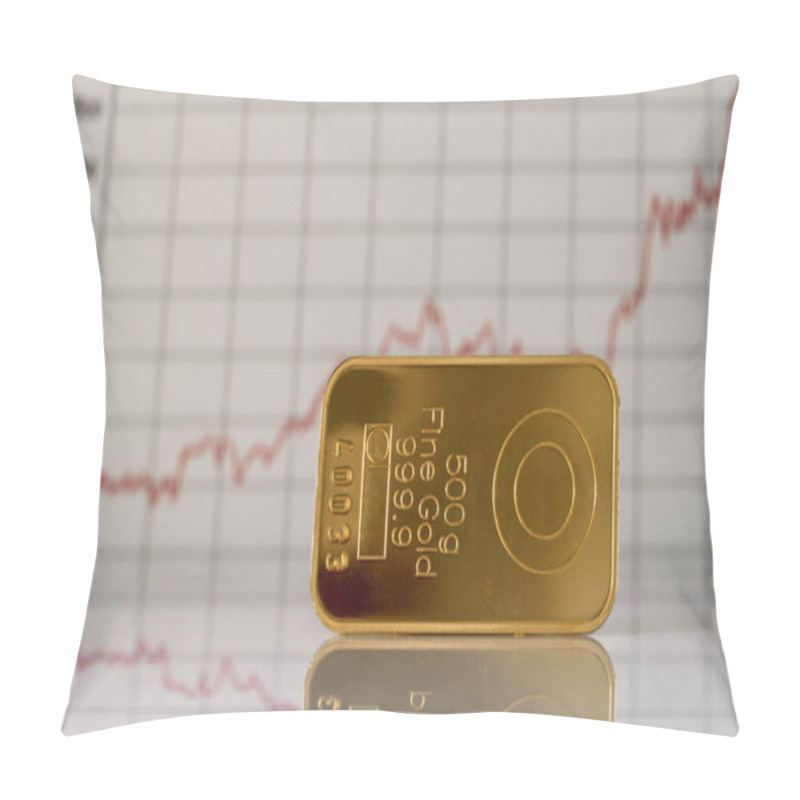 Personality  Gold Bar On The Background Of The Growth Chart. Selective Focus. Pillow Covers