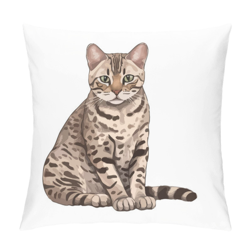 Personality  Cute Kitten Sitting Vector Design Over White Pillow Covers