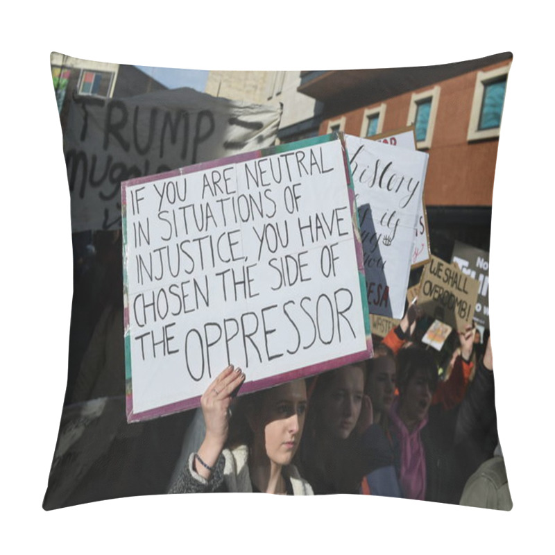 Personality  Protestersmarch Through The City Centre Pillow Covers