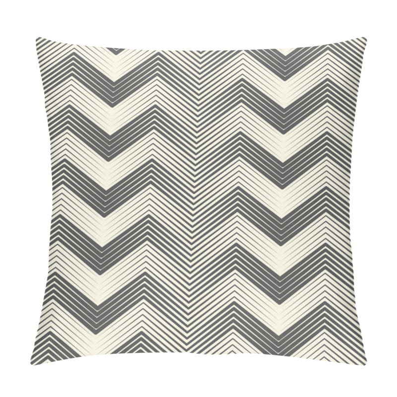 Personality  Seamless Zig Zag Pattern. Abstract Black And White Line Backgrou Pillow Covers