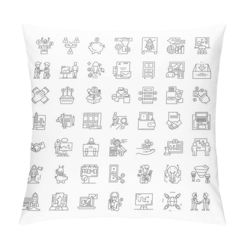 Personality  Franchise Linear Icons, Signs, Symbols Vector Line Illustration Set Pillow Covers