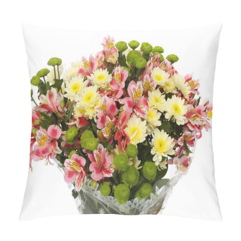 Personality  Bouquet From Different Flowers, On A White Background, Is Isolat Pillow Covers