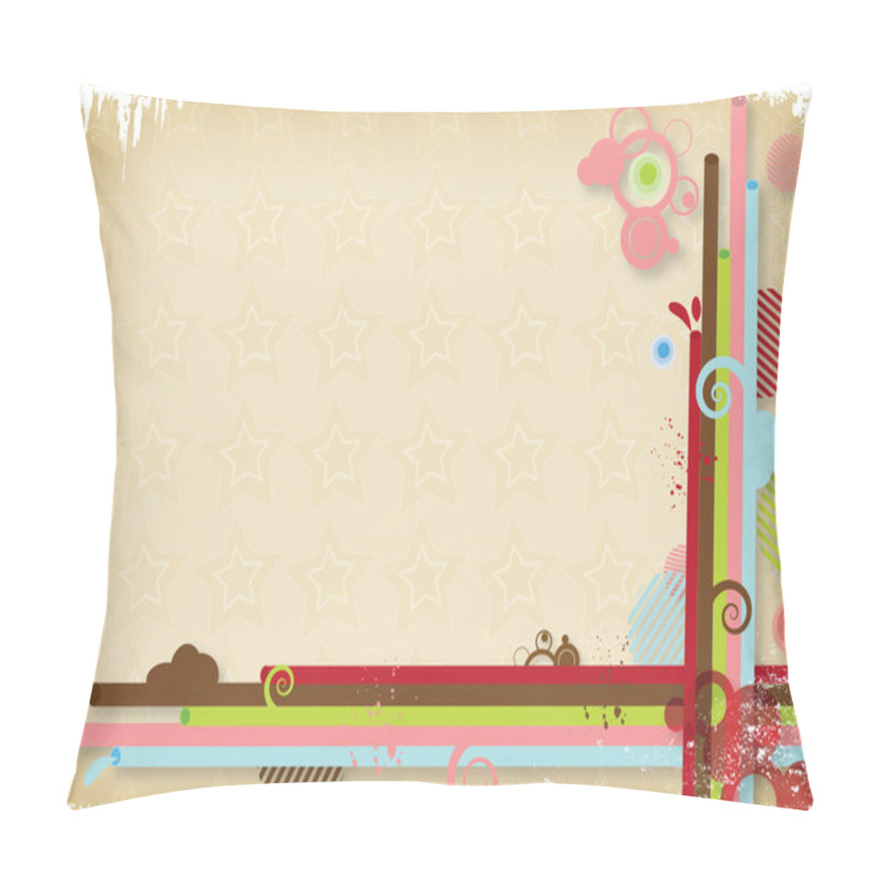 Personality  Abstract Illustration With Rainbow, Circles, Swirls And With Retro Stars In Background Pillow Covers