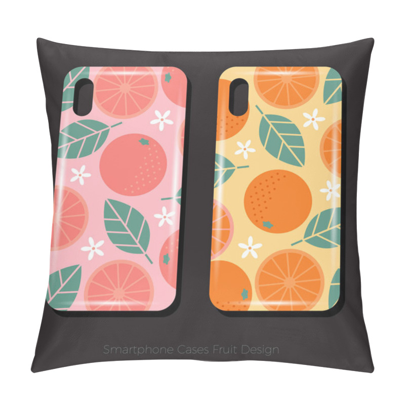 Personality  Smartphone Cases Fruit Design. Juicy Fruit Pattern Of Grapefruit With Leaves And Flowers On A Pink Background. Orange Pattern With Leaves And Flowers On A Green Background. Pillow Covers