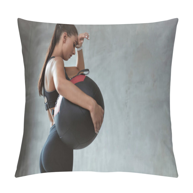 Personality  Sports Woman Workout In Fashion Black Sportswear Pillow Covers