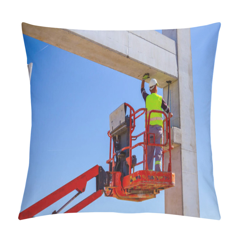 Personality  Mobile Crane Is Carry Concrete Joist To Assembly Huge Hall Pillow Covers