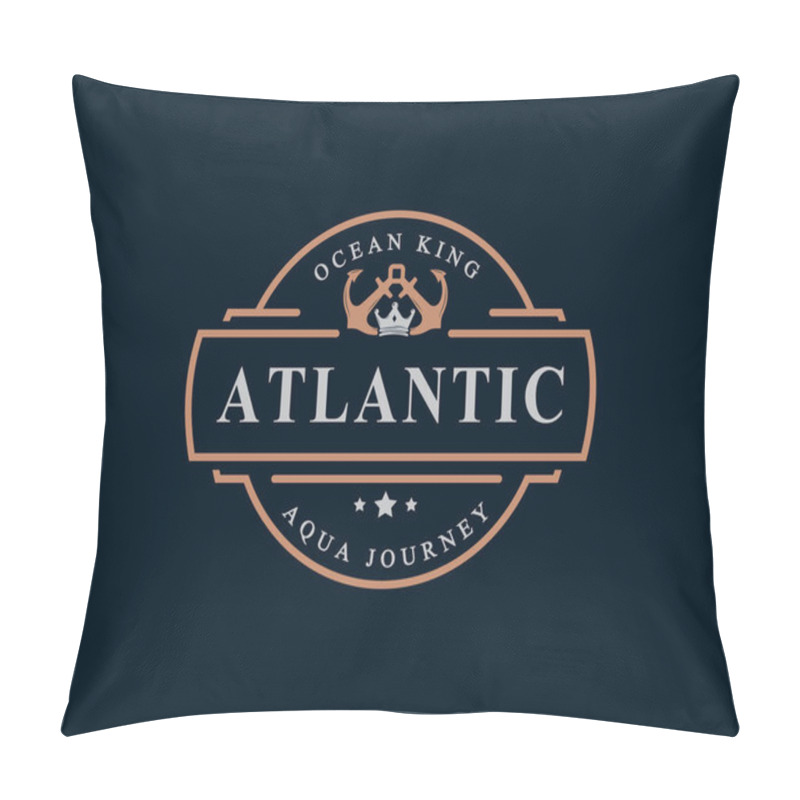 Personality  Vintage Retro Badge Nautical King Anchor Emblem With Anchor And Crown For Marine Logo Design Symbol Pillow Covers