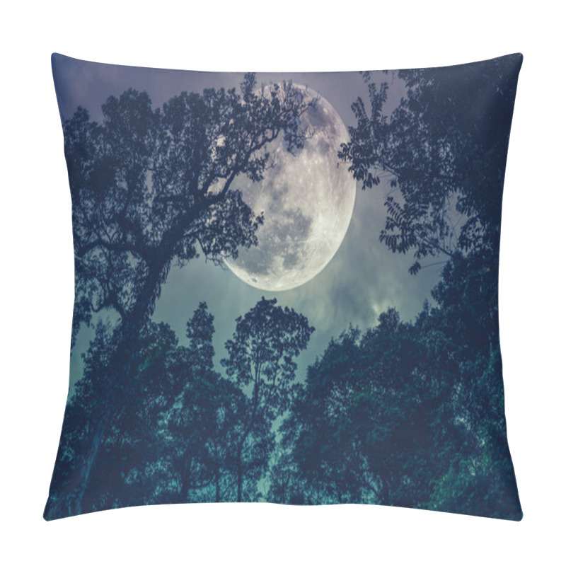 Personality  Silhouette The Branches Of Trees Against Night Sky With Full Moon Pillow Covers