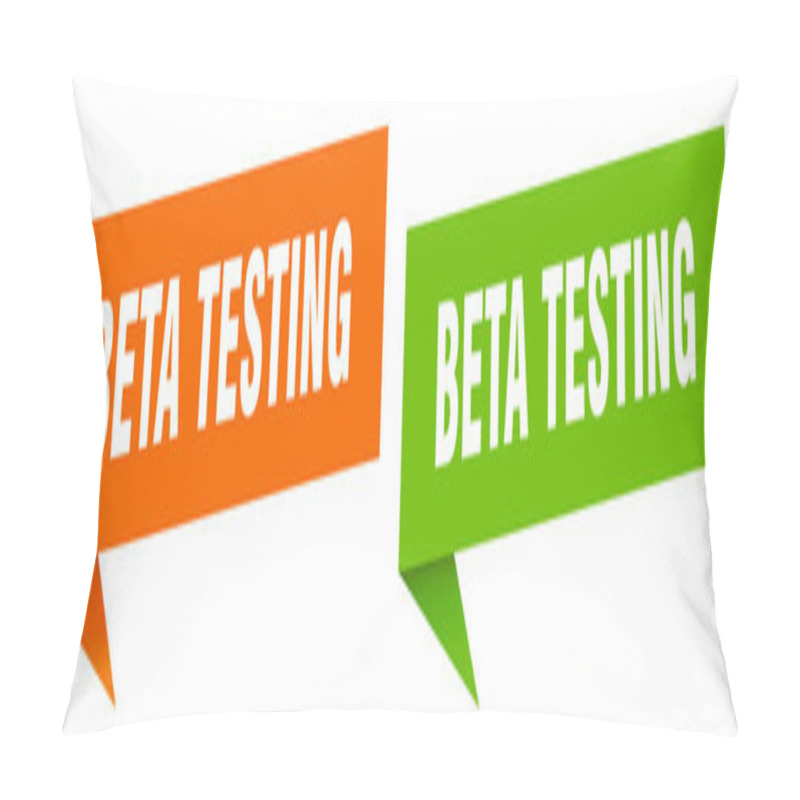 Personality  Beta Testing Banner. Beta Testing Speech Bubble Label Set. Beta Testing Sign Pillow Covers