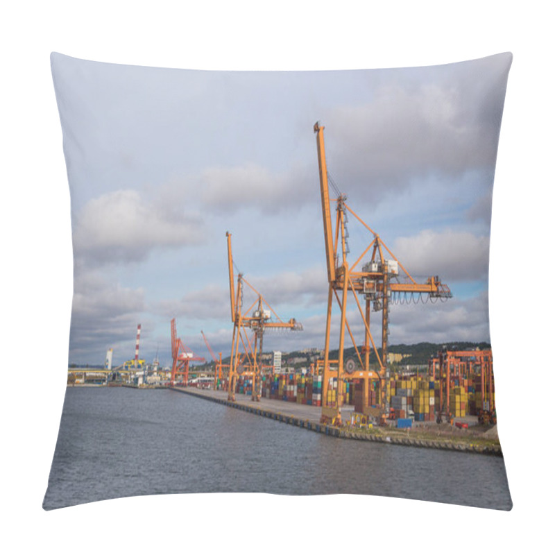 Personality  Container Terminal In Gdynia, Industrial Area, Poland. Pillow Covers