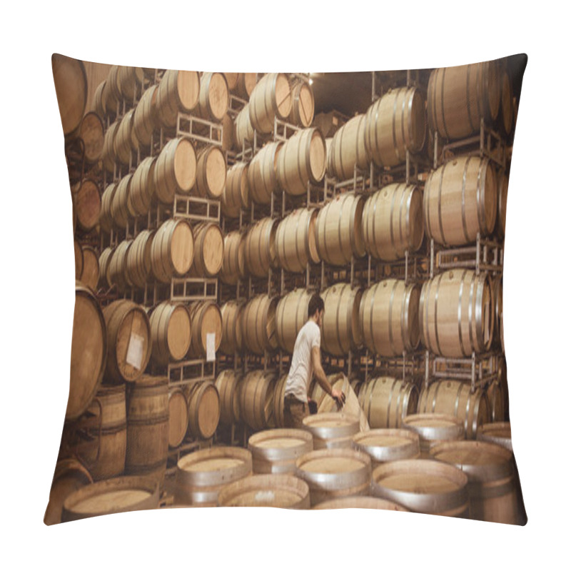 Personality  Wine Barrels Stacked In Cellar, Bordeaux Vineyard Pillow Covers