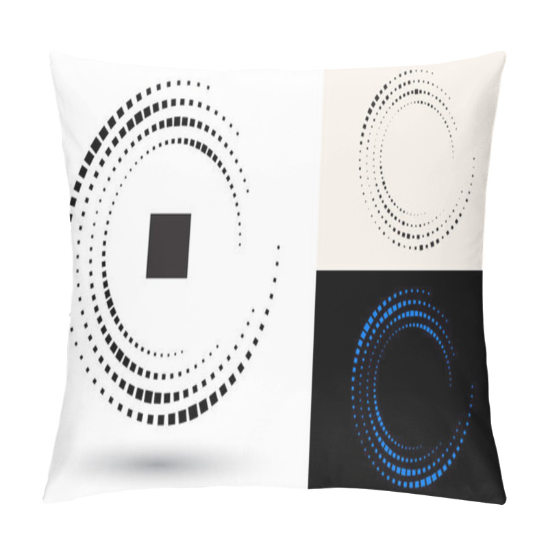 Personality  Halftone Rectangles In Circle Form. Round Logo Or Icon. Vector Frame As Design Element. In Center Is The Repeated Element. Pillow Covers