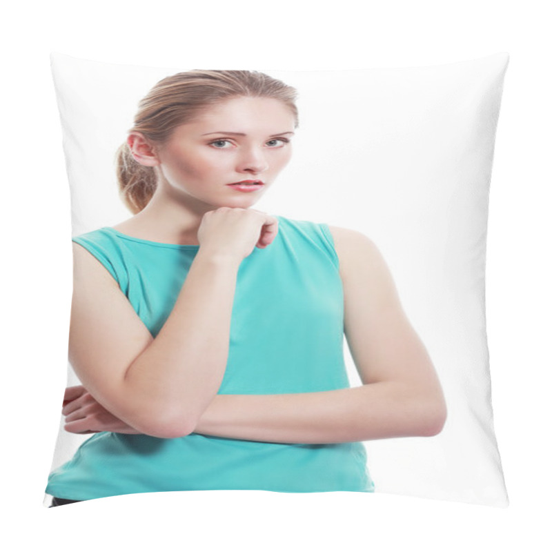 Personality  Closeup Portrait  Of Displeased Woman Pillow Covers