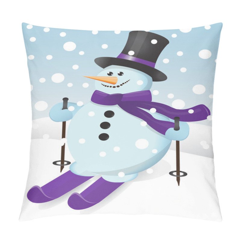 Personality  Snowman On Skis Pillow Covers